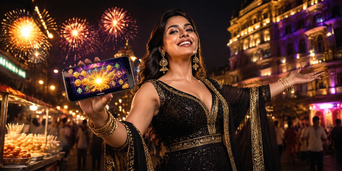 Vibrant Mumbai night market with slot game ambiance